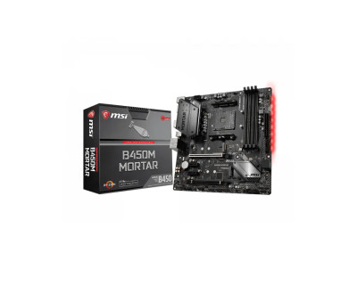 MSI B450M MORTAR AMD B450 Desktop Motherboard AM4 Socket - Compatible with AMD processors, ideal for gaming setups