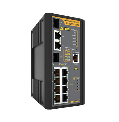 Allied Telesis L2 Industrial Gigabit POE+ Switch 8 x Gig - AT-IS230-10GP - Industrial switch for network connectivity