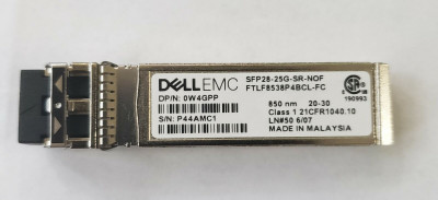 W4GPP - Dell 25GbE SFP28 SR 850NM 100m MMF Duplex LC Pluggable Transceiver - Standard LT