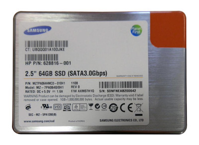 628816-001 - HP 64GB MLC SATA 3Gb/s 2.5" SSD
