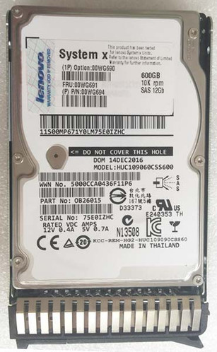 00WG694 - IBM 600GB 10000RPM SAS 12Gb 2.5" Hot Swap HDD