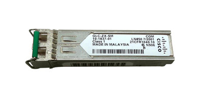 Cisco GLC-ZX-SM= 1Gbps 1000Base-ZX SFP Transceiver Module for Single-Mode Fiber 70km 1550nm LC Connector.