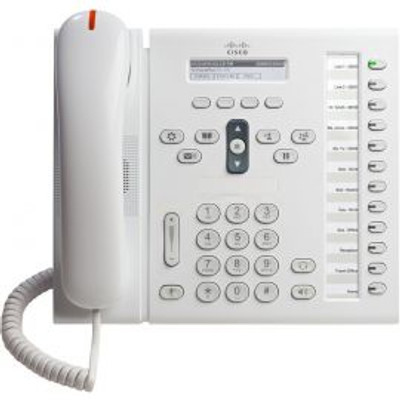 Cisco Unified IP Phone 6961 in Arctic White with Standard Handset, compatible with CP-6961-WL-K9=, ideal for office use