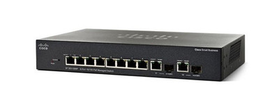 Cisco SF352-08MP 8-port switch with 128W power budget, 2 Gigabit Copper/SFP combo, ideal for network setups