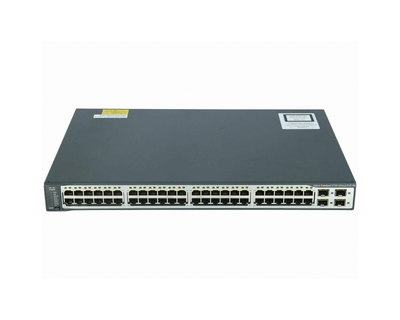 Cisco Catalyst 3750v2 48-Ports 10Base-T/100Base-TX Switch - WS-C3750V2-48PS-E - Mounted in a server rack