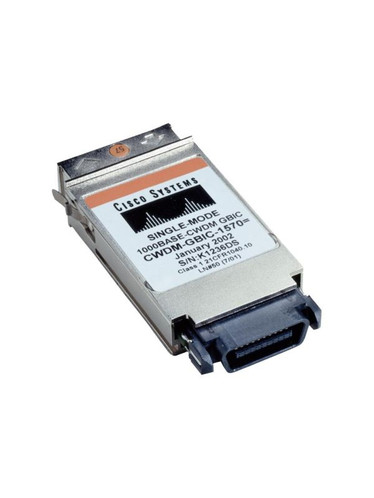 Cisco CWDM GBIC 1570 Transceiver Module for 1Gbps Single-mode Fiber SC Connector, 80km Range, 1570nm wavelength.