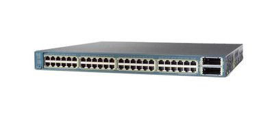 Cisco Catalyst 3560E 48 10/100/1000 Poe+2*10Ge(X2) 750W Ipb S/W switch mounted in a server rack