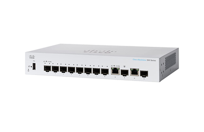 Cisco CBS350-8S-E-2G= 8 Gigabit SFP 2 Gigabit Copper/SFP Combo Ports Rack-Mountable Switch for Data Centers