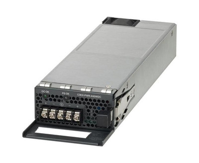 Cisco 440W DC Power Supply for C3KX-PWR-440WDC-RF, compatible with Cisco switches, rack-mounted solution.