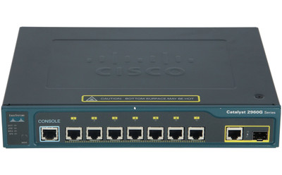 Cisco Catalyst Switch 2960 7 Port 10/100/1000 + 1 T/Sfp Lan Base, WS-C2960G-8TC-L-RF, for network connectivity