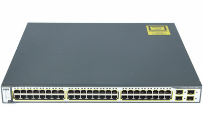 Cisco Catalyst Switch 3750 48 10/100/1000T + 4 SFP + IPS, refurbished, for high-speed networking in data centers