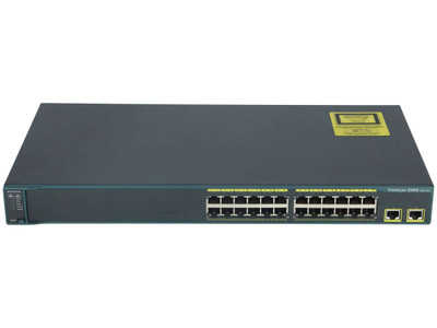 Cisco Catalyst 2960 Plus 24-Port PoE Switch, Rack-mountable, 2x Shared SFP Slots, Layer2, 10/100Base-TX, WS-C2960+24PC-S
