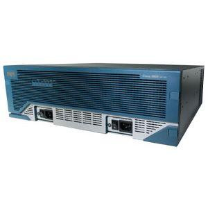 Cisco 3845 with PVDM2-64 NME-CUE 35 CME/CUE/PH Lic Adv IP 128F/512D router mounted in server rack