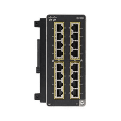 Cisco 16-Port Gigabit Ethernet Expansion Module for Catalyst IE3300, IEM-3300-16P=, network switch module