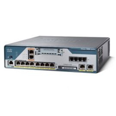 Cisco C1861-2B-VSEC/K9 8-User CME CUE PH Lic 4FXS 2BRI 8xPOE HWIC Slot Adv IP Router mounted in a network rack