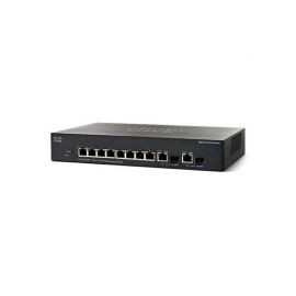 Cisco SF302-08MPP 8-port PoE+ switch with 124W power budget, 2 combo Mini-GBIC ports, ideal for small business networks