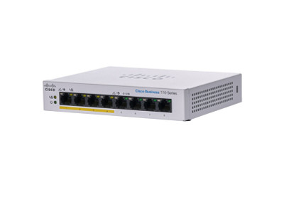Cisco Business 110 Unmanaged Switch 8 Ports 10/100/1000 (4 PoE) CBS110-8PP-D-RF - ideal for small businesses