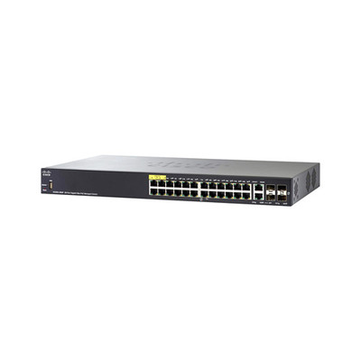 Cisco SG350-28MP-RF 24 Port PoE+ Switch 382W Power Budget Gigabit Copper/SFP Combo 2 SFP Ports - Mounted in Server Rack