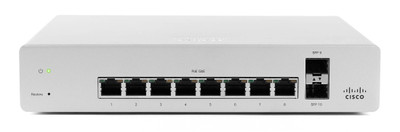 Cisco MS220-8P-HW 8-Port PoE Layer2 Switch, Desktop/Wall Mountable, 2x SFP Slots, RJ-45 Compatible, Networking Hardware