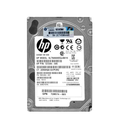 HP 727290-005 600GB 10K SAS 6Gb/s 2.5HDD for 3PAR M6710