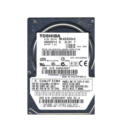 MK6032GAX - Toshiba 60GB 5400RPM IDE ATA-100 8MB 2.5" HDD