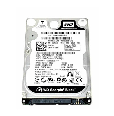 WD1600BJKT-75F4T0 - Western Digital Scorpio Black 160GB 7200RPM Hard Drive