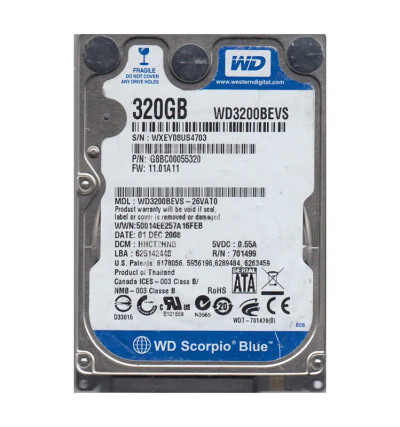 WD3200BEVS-26VAT0 - Western Digital 320GB 5400RPM SATA 8MB 2.5" HDD