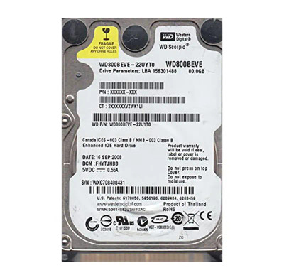Western Digital 80GB 5400RPM ATA 100 2.5 8MB Cache Scorpio Hard Drive compatible with laptops