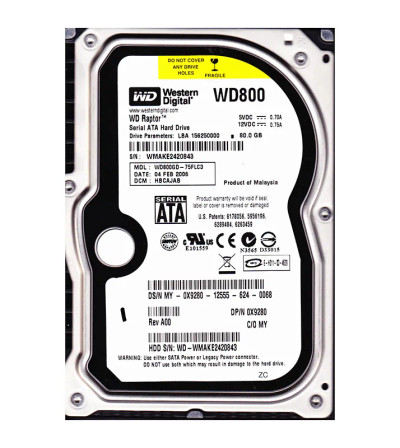 WD800GD-75FLC3 - WESTERN DIGITAL 80GB 10000RPM SATA 3.5" HDD
