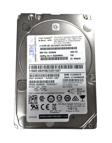 IBM 1.8TB 10000RPM SAS 12Gb/s 2.5 Hard Drive for AIX/Linux Servers - 00LY246 - Server Storage Soluti