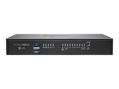 SonicWall TZ670 Network Security Appliance Firewall, 8 RJ-45 + 2 SFP+ Ports, Gigabit Ethernet, for Network Security.