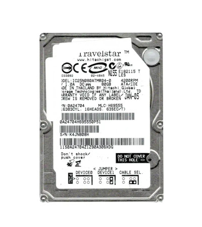 0A24704 - Hitachi 80GB 4200RPM 2.5" IDE 8MB HDD