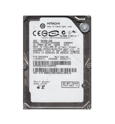 0A54924 - Hitachi 160GB 5400RPM SATA 8MB 2.5" HDD