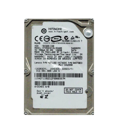 0A57303 - Hitachi 160GB 5400RPM SATA 8MB 2.5" HDD