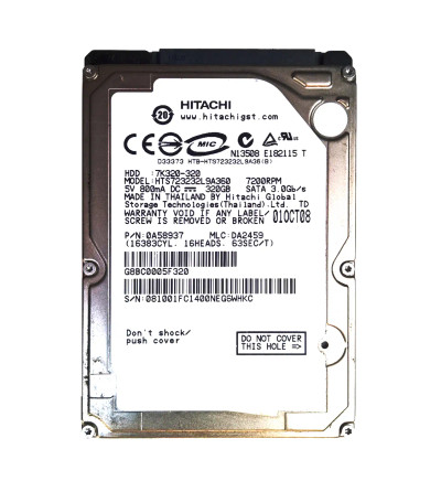 0A58937 - Hitachi 320GB 7200RPM SATA 3Gb/s 2.5" HDD