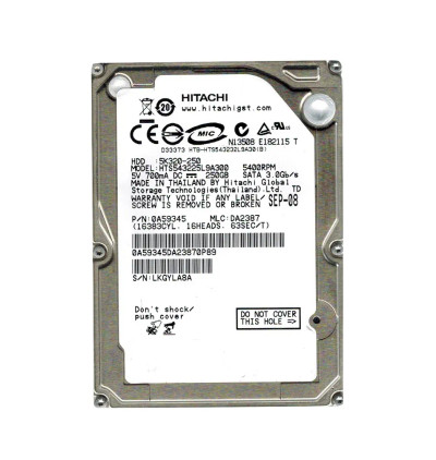 Hitachi Travelstar 5K320 250GB SATA 2.5 Hard Drive for ProLiant DL360p Gen8 Servers