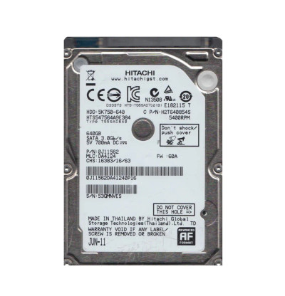 HGST Travelstar 5K750 640GB 5400RPM SATA Hard Drive for Laptops