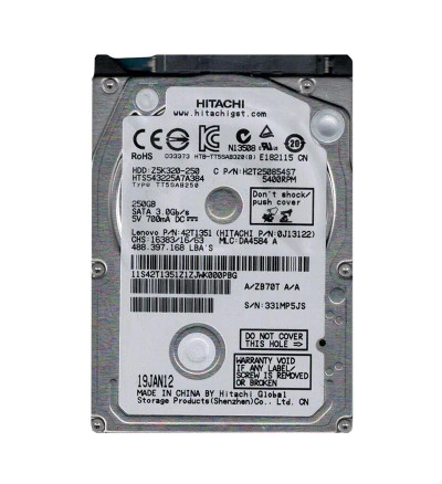 HGST Travelstar Z5K320 250GB 5400RPM SATA 3Gb/s 8MB Cache 2.5 HDD for laptops