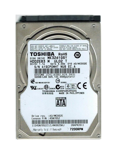 HDD2E83M - TOSHIBA 320GB 7200RPM SATA 16MB 2.5" HDD