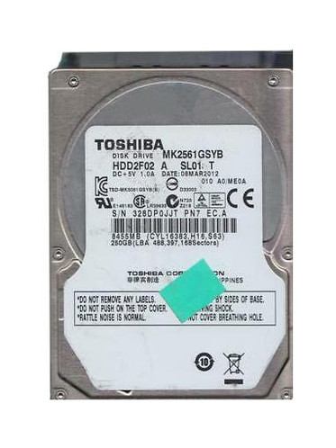 HDD2F02A - TOSHIBA 250GB 7200RPM SATA 16MB 2.5" HDD