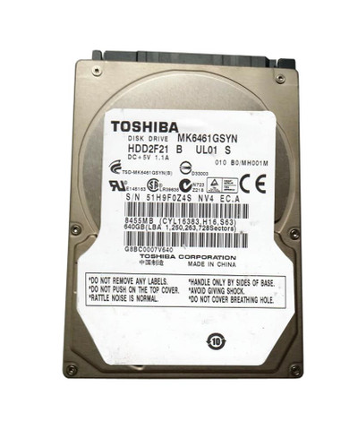 HDD2F21B - TOSHIBA 640GB 7200RPM SATA 16MB 2.5" HDD
