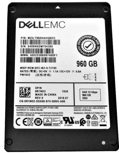 Samsung MZILT960HAHQ0D3 Pm1643 Series 960GB SAS 12Gbps 2.5 SSD for Servers
