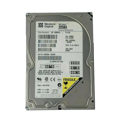 Western Digital Caviar 20GB 7200RPM IDE Ultra ATA/66 2MB Cache Hard Drive - 205BA-00AGA0 - 3.5