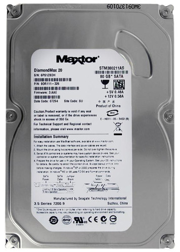 Maxtor DiamondMax 20 80GB SATA Hard Drive 7200RPM 2MB Cache 3.5-Inch - Compatible with SATA 3Gb/s servers
