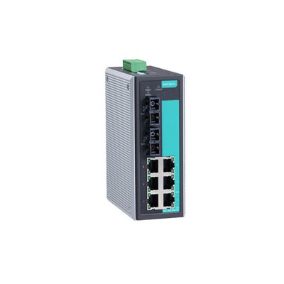 EDS-308-MM-SC-T - Moxa Unmanaged with 6 10/100BaseT X ports, and 2 100BaseFX multi-mode ports with SC connectors, -40