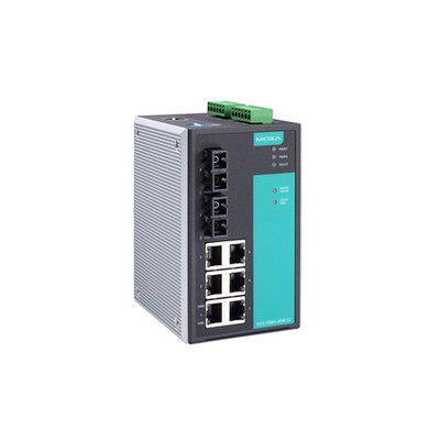 EDS-508A-SS-SC-T - Moxa Managed with 6 10/100BaseT X ports, and 2 100BaseFX single-mode ports with SC connectors, -40