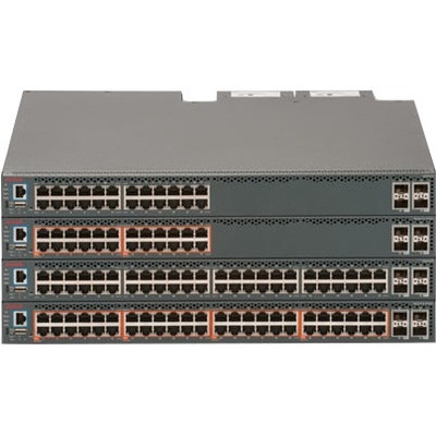 Avaya 5928GTS-PWR+ 28-Port Layer 3 Switch in black, part number AL5900B2F-E6, for network infrastructure.