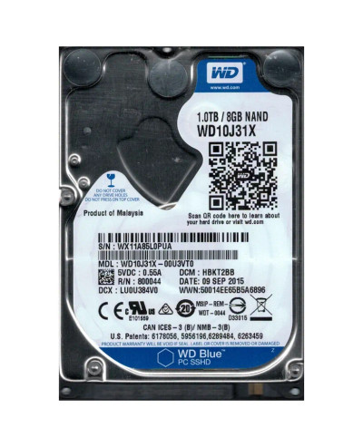 WD10J31X-00U3VT0 - Western Digital 1TB 5400RPM SATA 64MB 2.5" Hybrid HDD