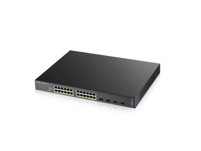 XGS2210-28HP - ZyXEL 24 x Ports PoE+ 10/100/1000Base-T + 4 x SFP+ Ports Layer 2 Managed 1U Rack-mountable Gigabit Ethernet Network Switch