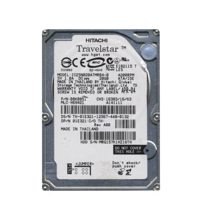 08K0851 - Hitachi 20GB 4200RPM IDE/ATA 2.5" 2MB HDD
